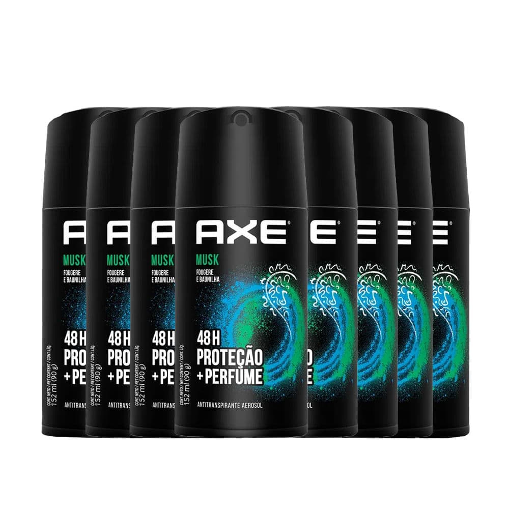 Kit Desodorante Antitranspirante Aerosol Axe Musk 90g  - 8 Unidades