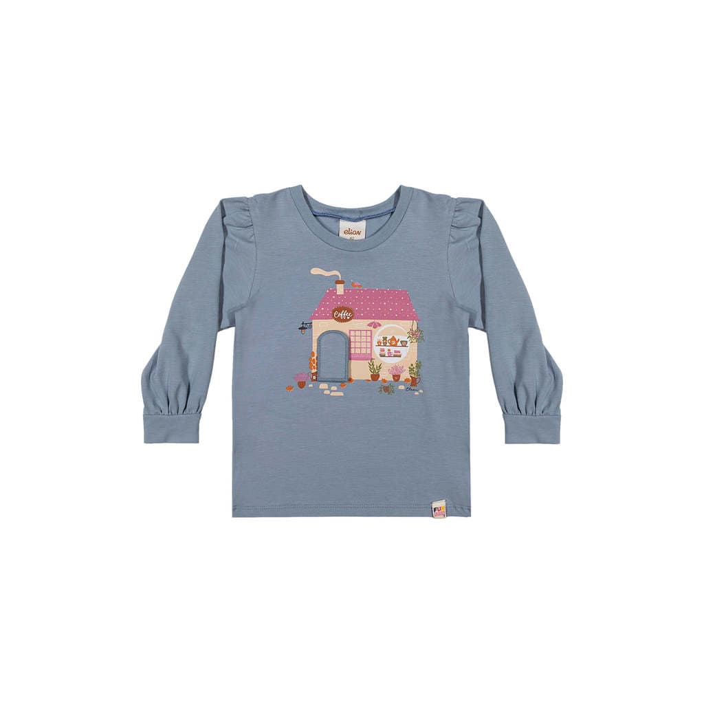 Blusa Interativa Infantil Menina Manga Longa Elian Azul