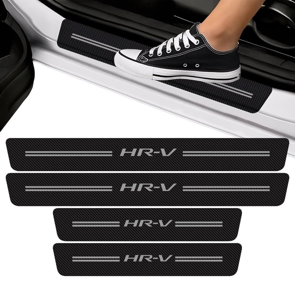 Soleira Porta Hr-v Fibra de Carbono Preto Protetora Premium