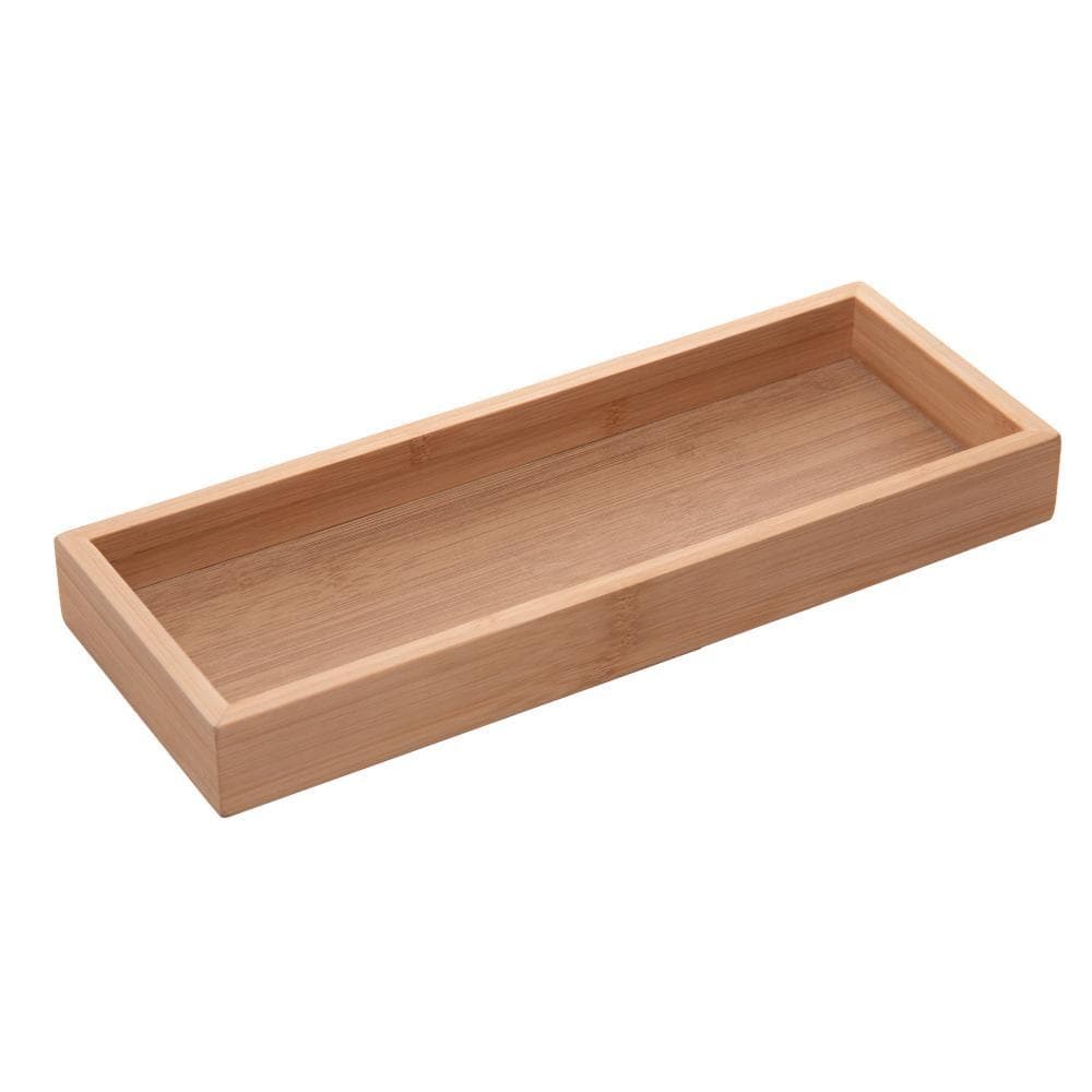 Bandeja Retangular Nature 28cm Bambu Lyor para Servir Petiscos Doces Café Mesa Posta Organização Decoração Cozinha Fácil
