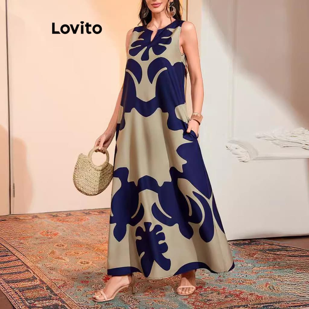Lovito Casual Vestido Com Estampa Tribal Para Mulheres LNL71111