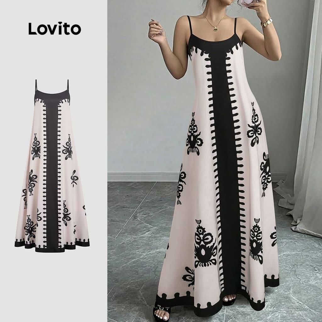 Lovito Vestido Boho Estilo Resort Colorblock Vestido Primavera/verão para Mulheres LK3LD444