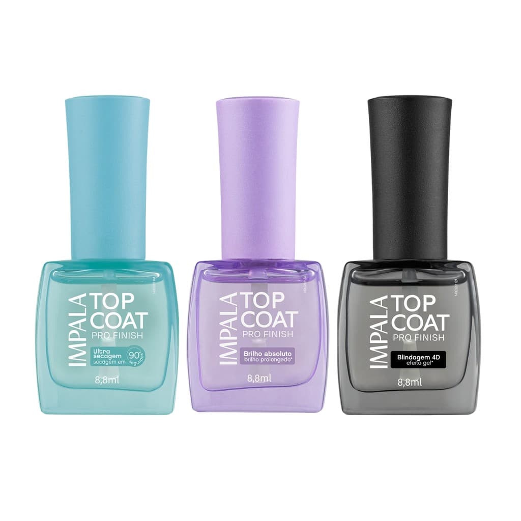 Kit 3 Esmalte Brilho Gel Blindagem Ultra Secagem Unha Impala