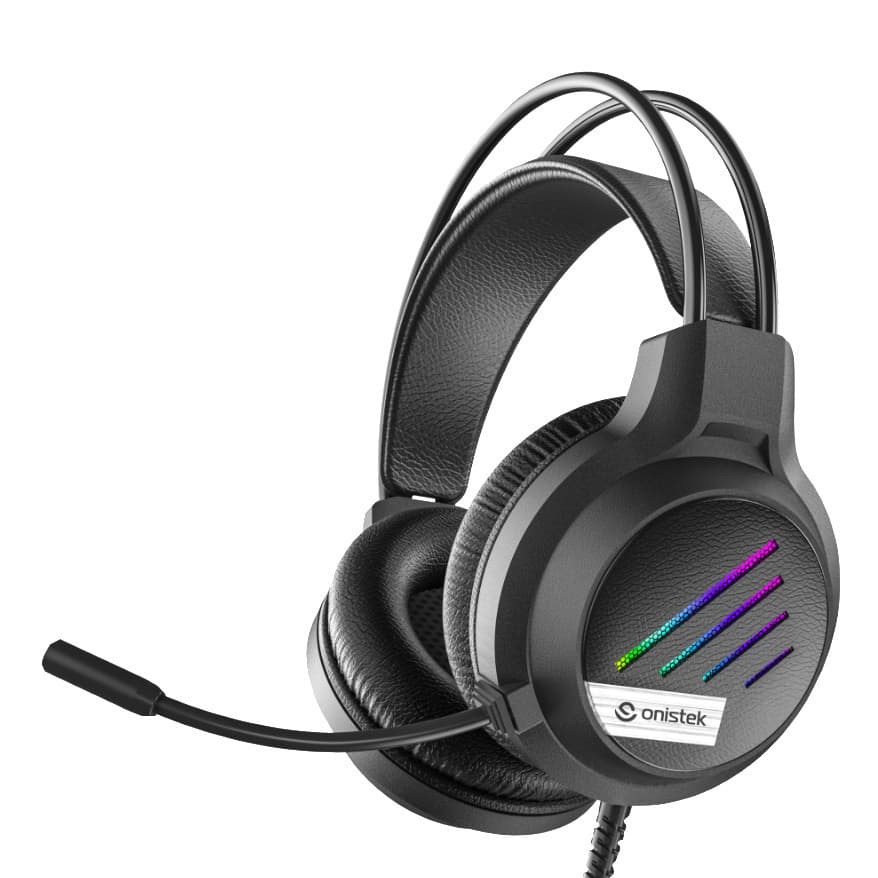 Headset Gamer Led RGB Onistek FN638 Flexível Fone Com Fio