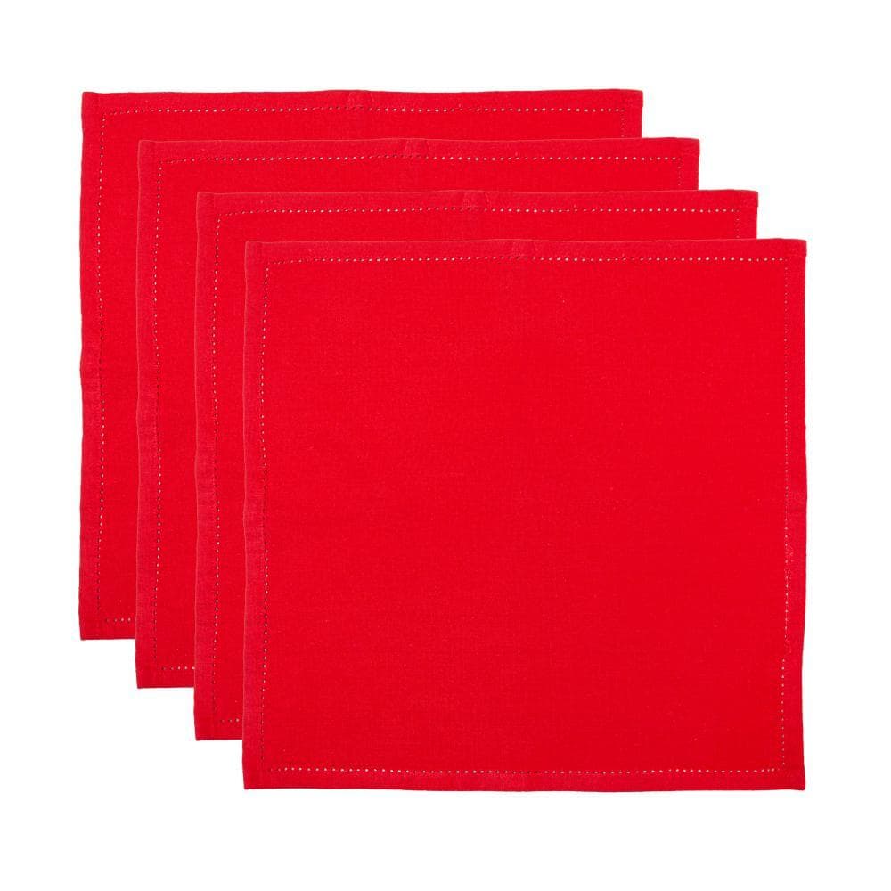 Jogo 4 Guardanapos Lyor Momentos 40cm x 40cm Vermelho Algodão