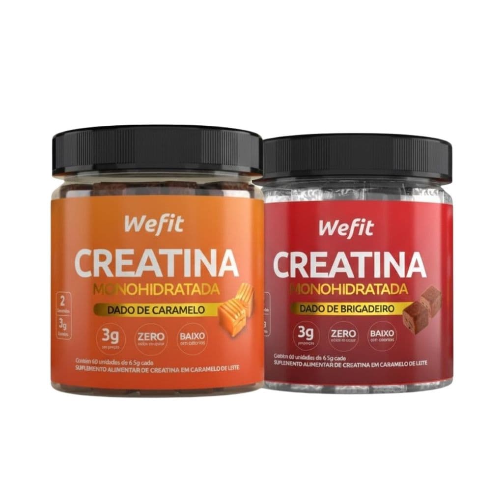 Kit 2x Creatina De Caramelo + Creatina De Brigadeiro Pote 120 Unidades Wefit