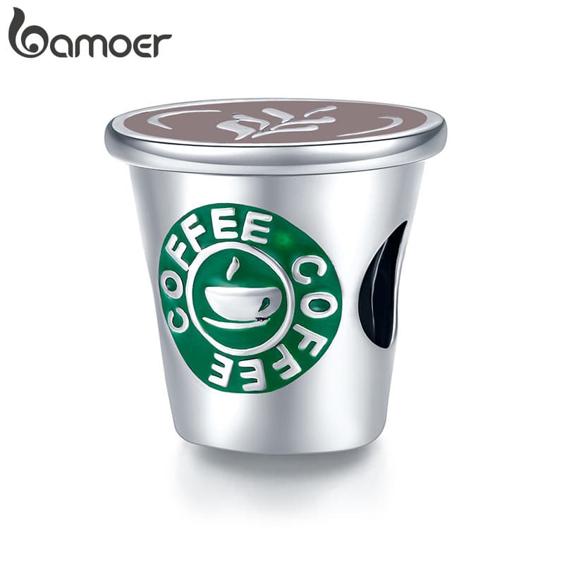 Bamoer Bead Coffee Time Pingente DIY Pulseira Colar Acessórios Para Presentes Femininos