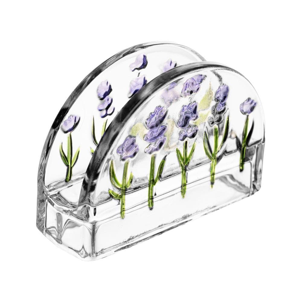 Porta Guardanapo Cristal Mesa Lavanda Pintado a Mao Vertical Lyor para Mesa Posta Decoração e Organização Qualidade Casa