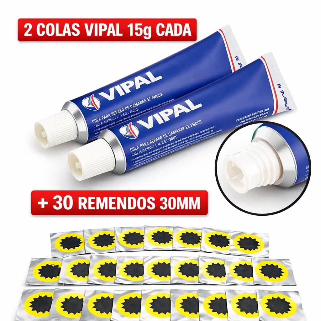 Remendos R00 + Cola Vipal Original | Reparo Câmara de Ar Bicicleta Moto