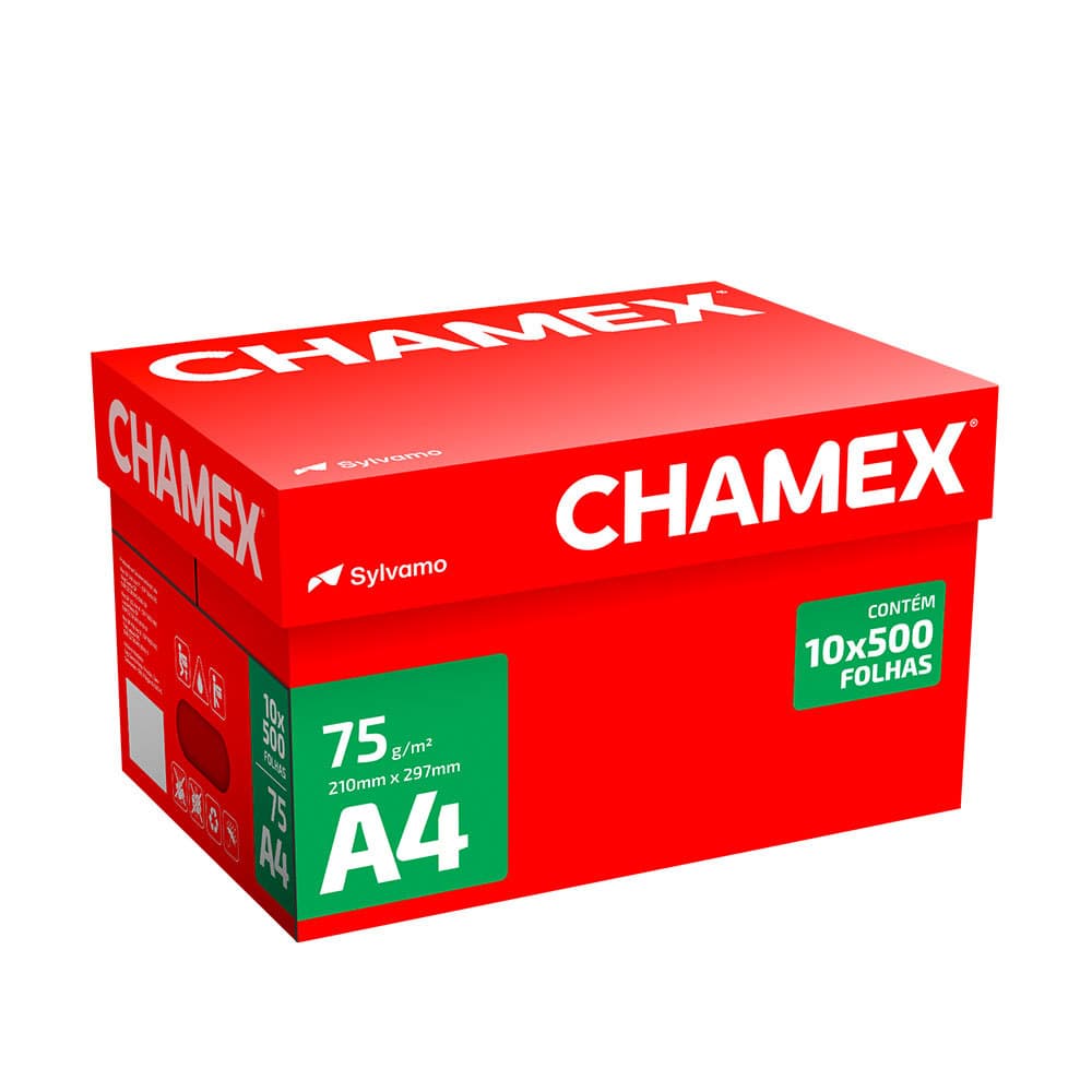 Papel sulfite A4 75g 210x297 caixa com 10 resmas 5000 folhas Chamex