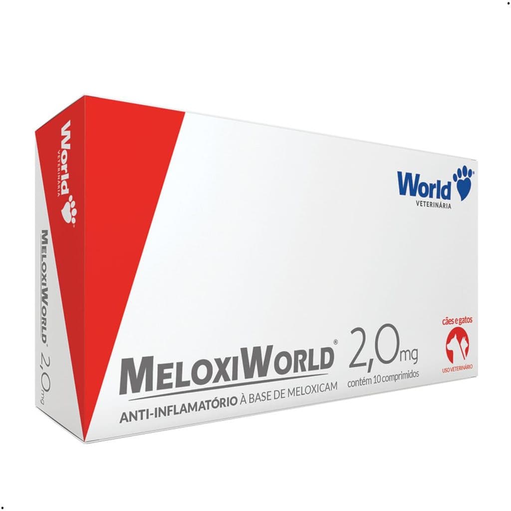 MeloxiWorld 2,0mg World Cachorro Gato Anti-inflamatório Meloxican para Cães Gatos 10 comprimidos
