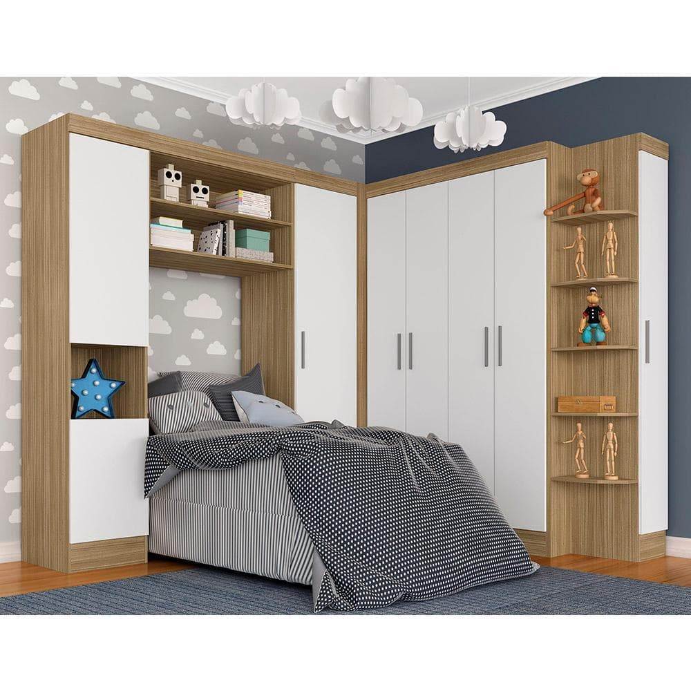 Guarda Roupa Modulado Solteiro Andrea Boreal/branco - Móveis Arapongas