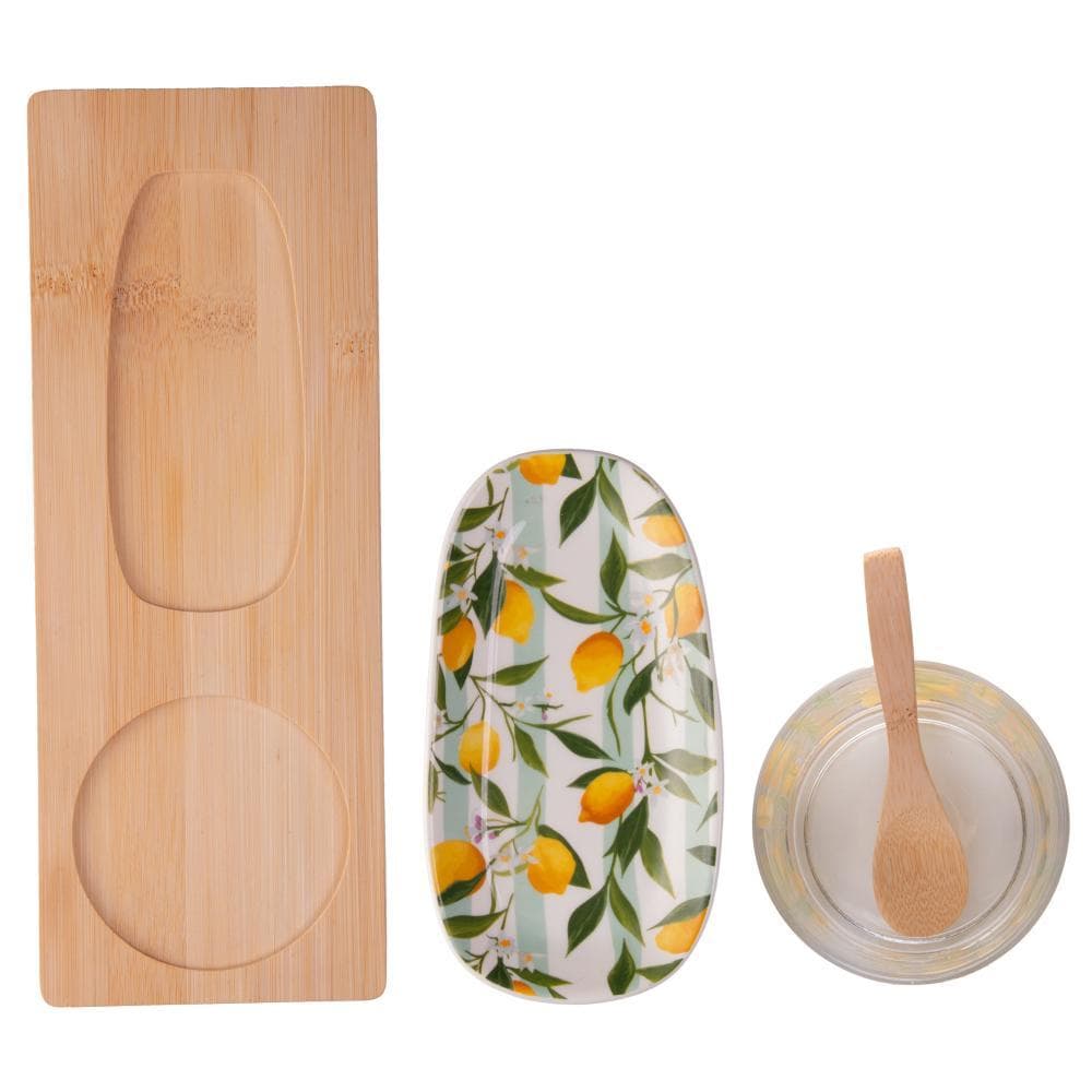3 Pecas para Servir Siciliano 28cm x 10,5cm x 6cm Bambu Lyor Conjunto para Mesa Posta Café e Servir Qualidade Jantar Uso