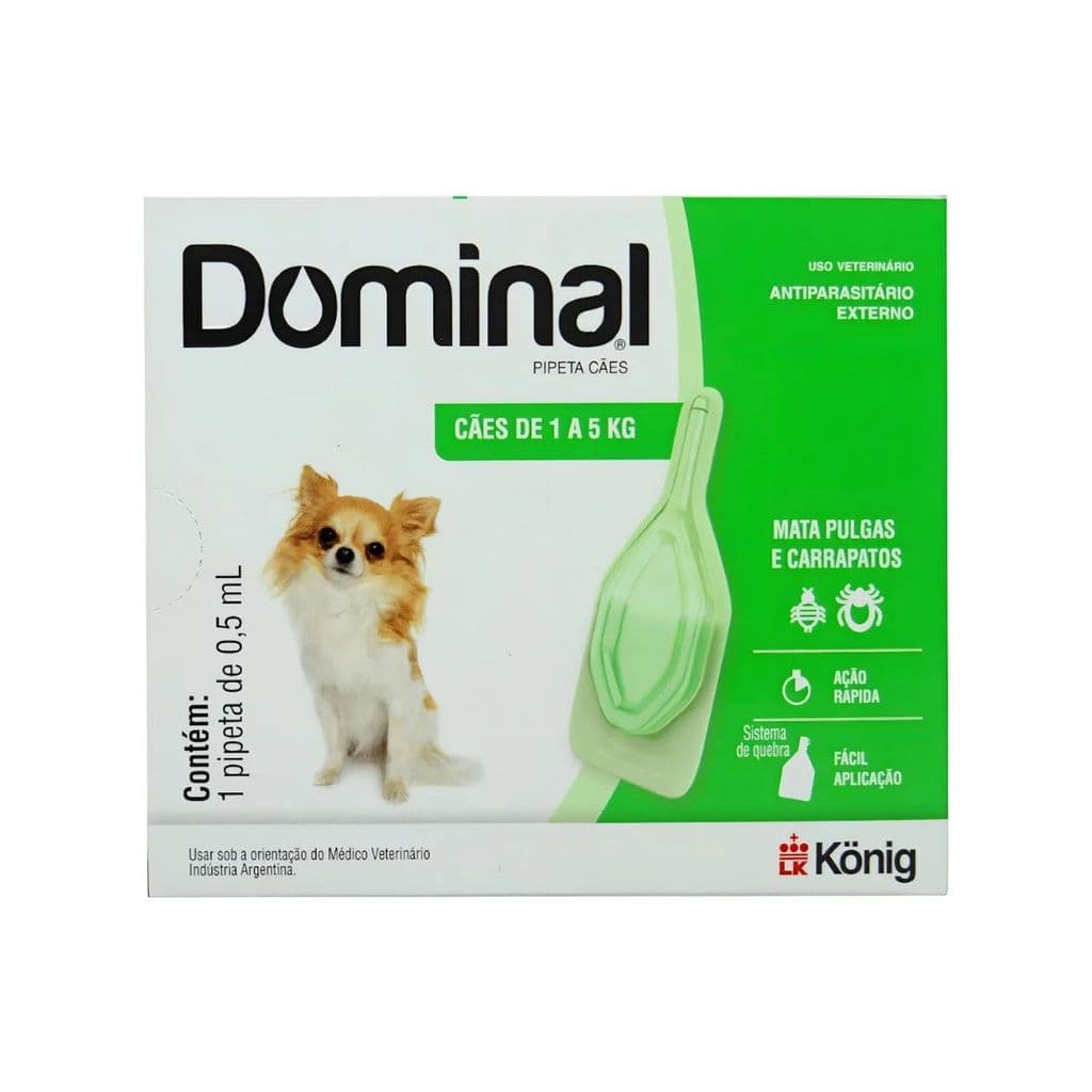 Dominal Pipeta Para Cães de 1 a 5Kg  1X Pipeta de 0,5ML
