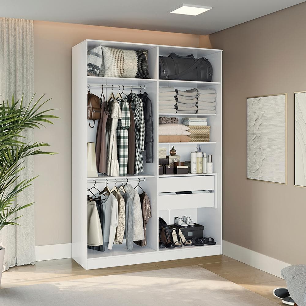 Guarda-Roupa Closet Sem Portas 2 Gvts Kappesberg Adapt Branco 158cm