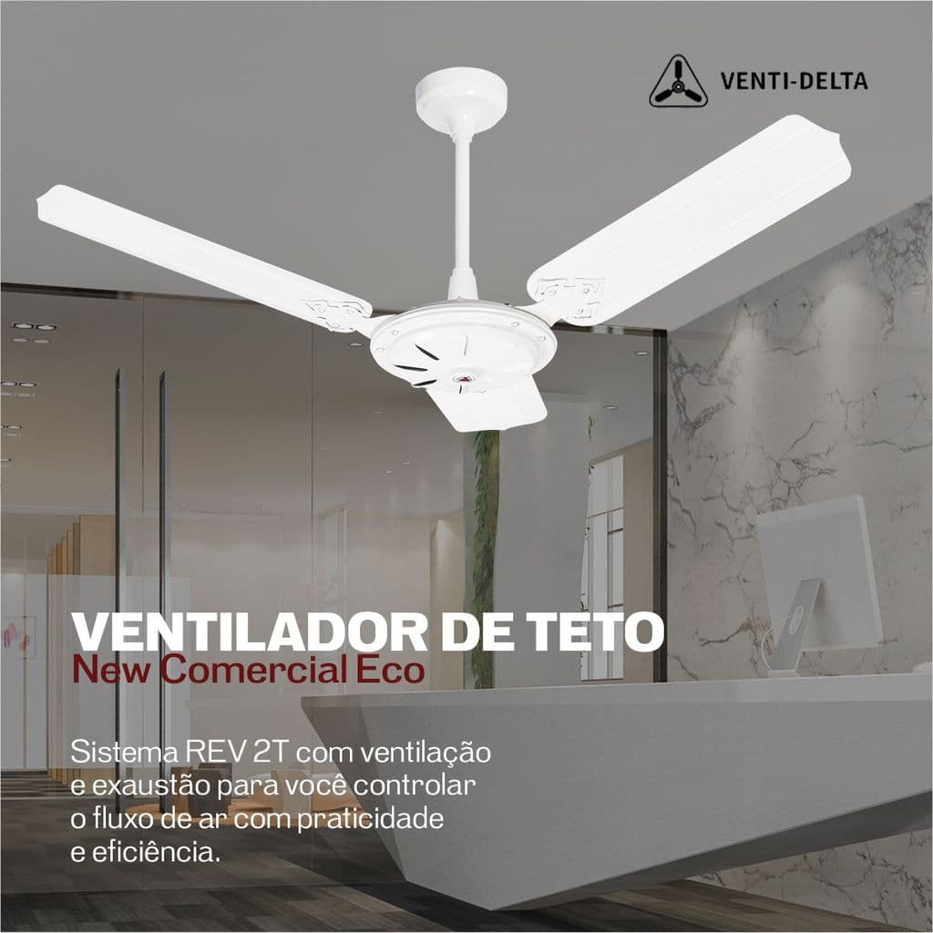 Ventilador de Teto New Comercial  Eco 3 Hélices 96cm Cores 127V-220V Venti-Delta
