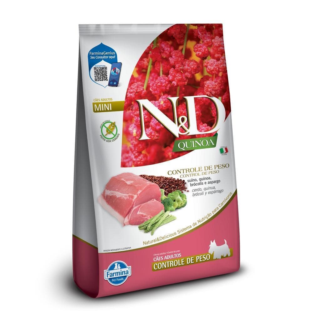 Controle de Peso para Cães Adultos de Raças Mini e Pequenas Sabor Suíno 2,5Kg N&D Quinoa