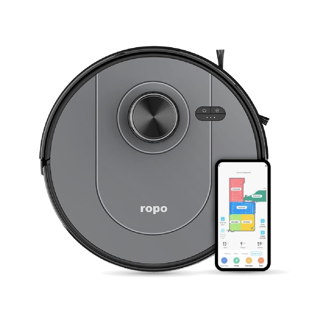 Robô Aspirador - Ropo Sense Mapeamento Laser, 13000 PA, Alexa/Google, Passa pano MOP