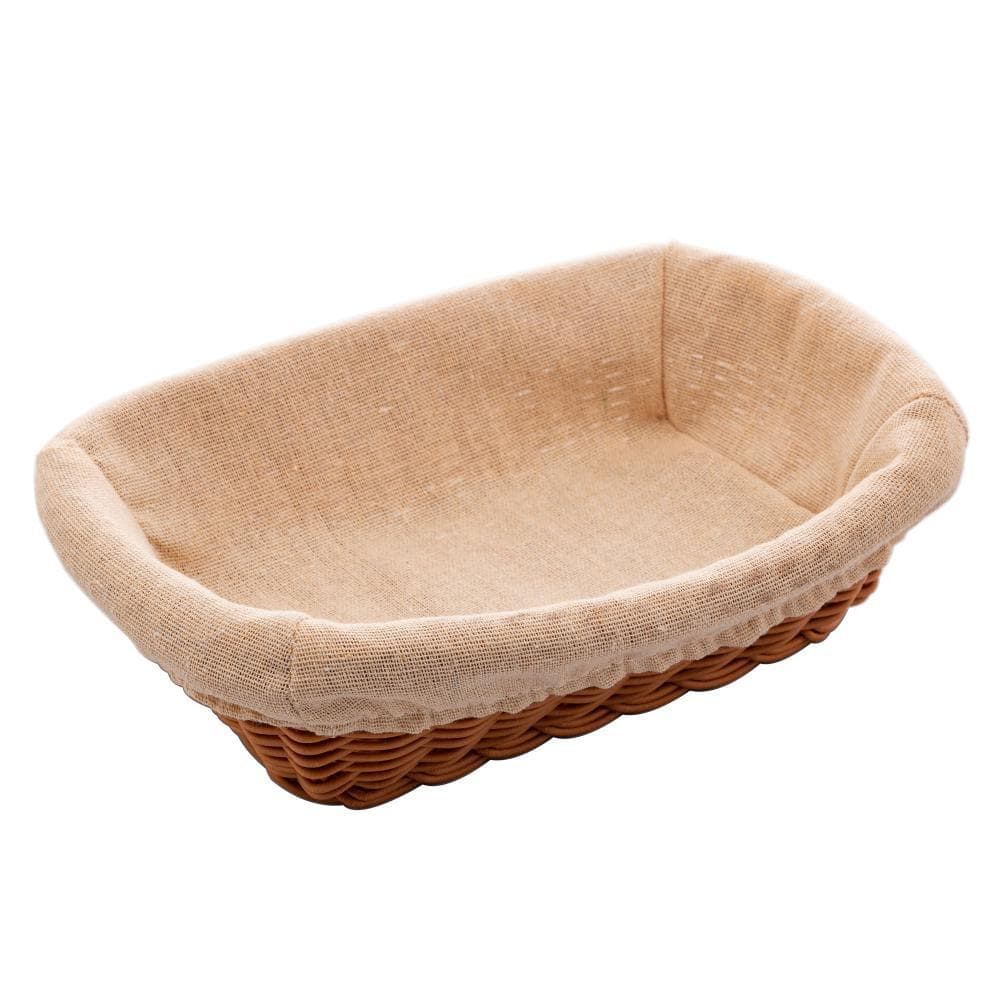 Cesta Retangular com Forro Lyor de Rattan Plástico 24cm