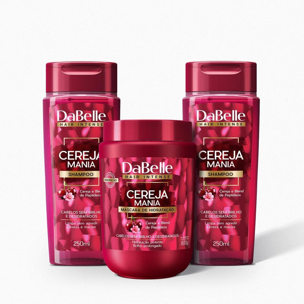 Kit Shampoo e Condicionador + Máscara 800g Cereja Mania - Dabelle Hair