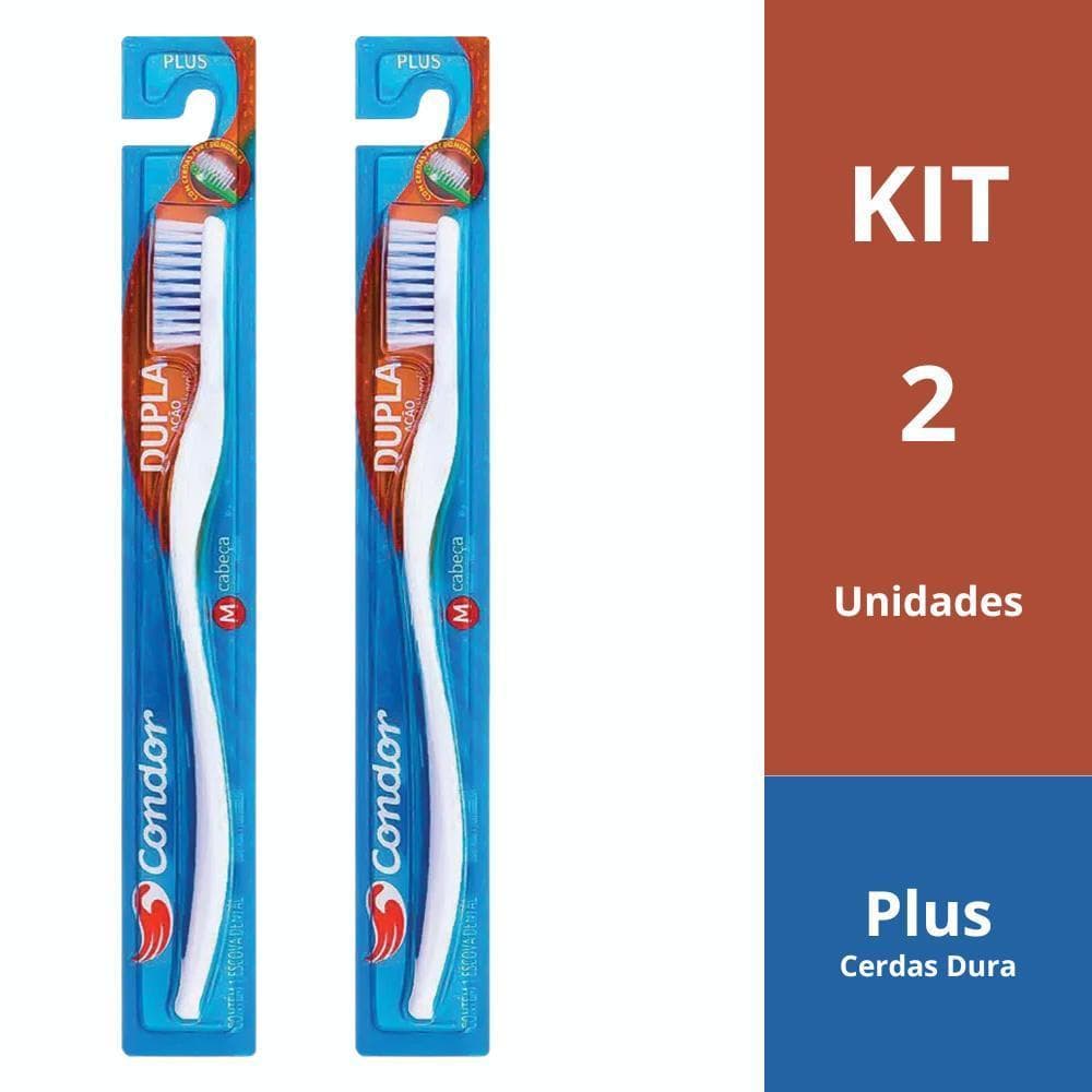 Kit 2 Unidades Escova Dental Condor Plus Cerdas Duras Regular 35 Cores Sortidas