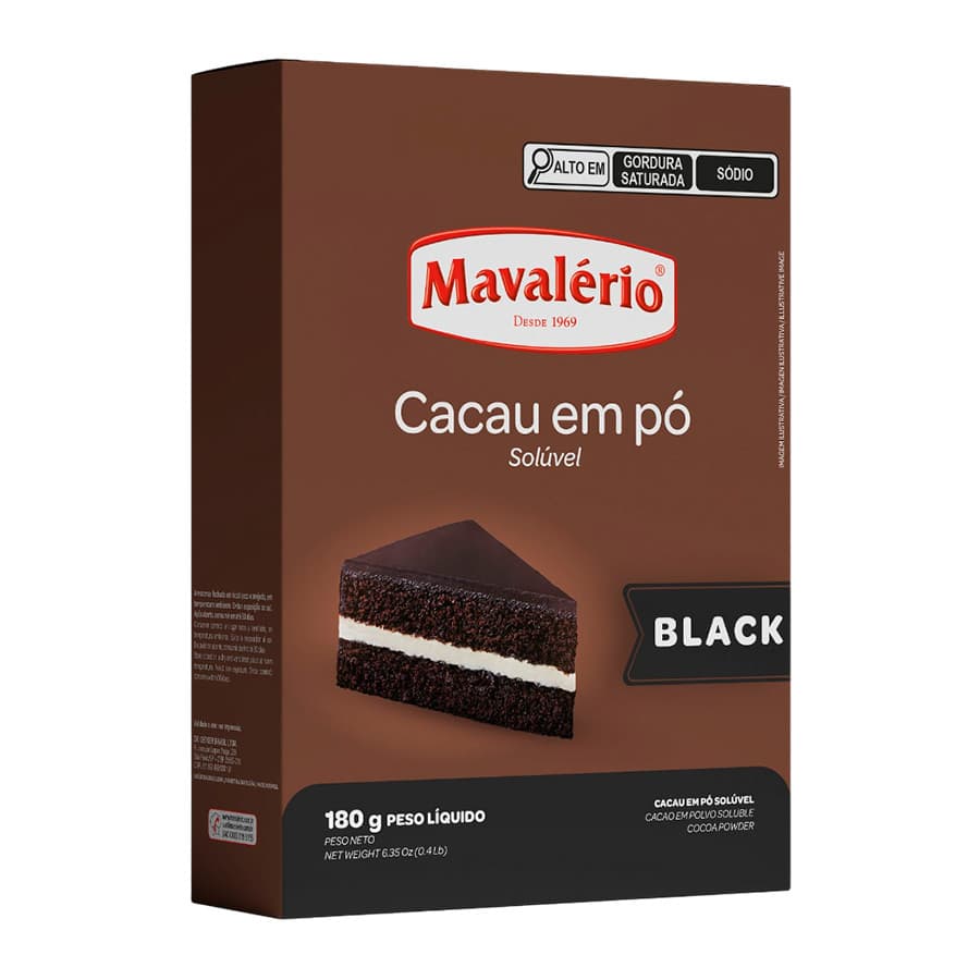 Cacau em Pó Black Alcalino Solúvel 180g Mavalério