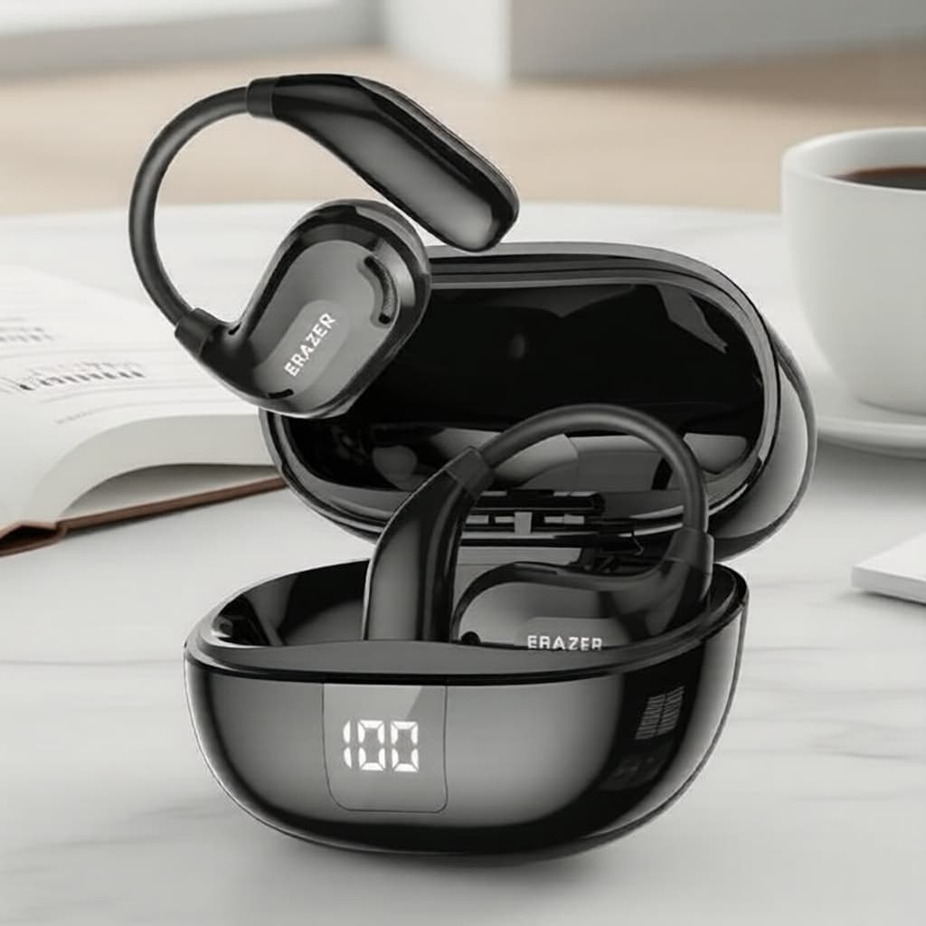 ERAZER XT66PRO Fones de Ouvido Tradutor AI, Bateria de 13h, Tela Touch LED, Som ASMR, Personalização via APP, Fones de