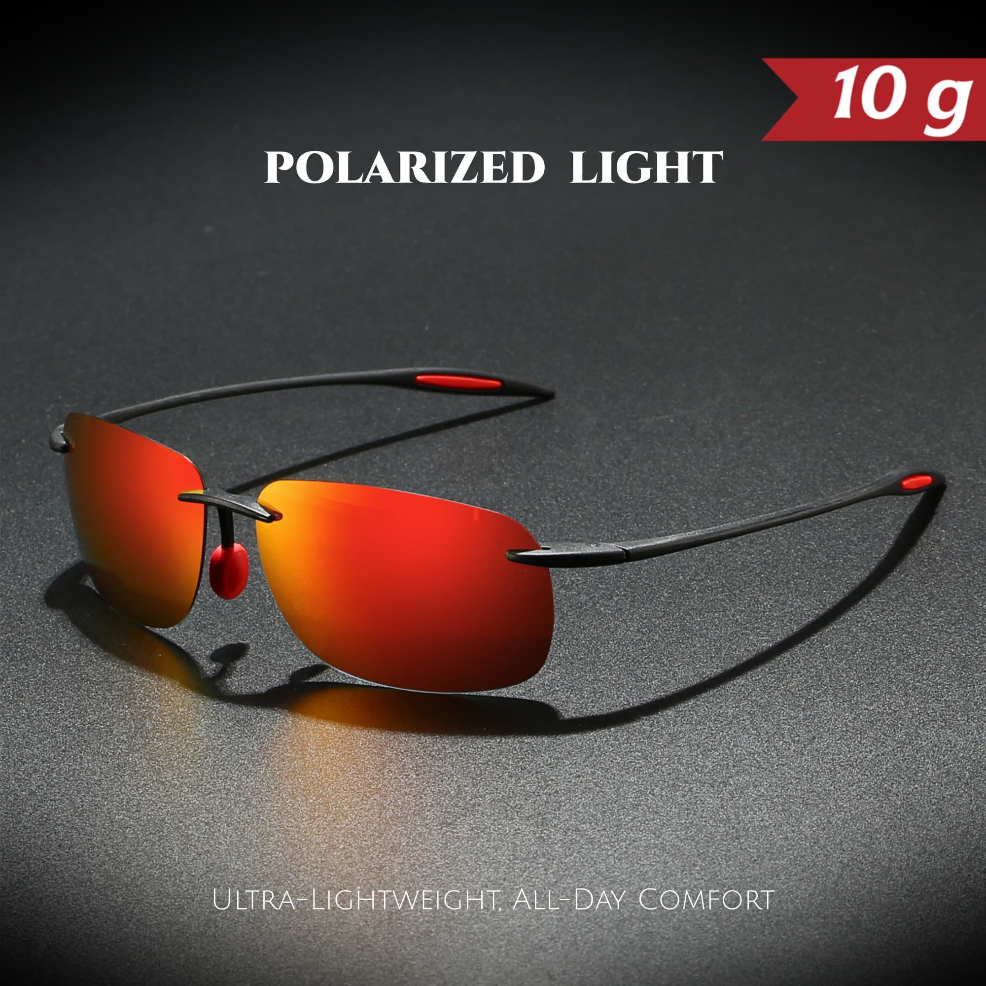 Óculos De Sol Polarizados Sem Moldura Ultra Leves 10g TR90 , Flexível , Confortável , Formato Quadrado Para Dirigir , Pe